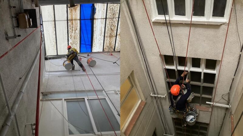 Rehabilitación de patios en la calle Ramon Rocafull de Barcelona
